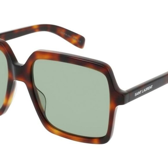 Saint Laurent Womens Square/Rectangle Havana Green Fashion Designer Eyewear - Picture 1 of 4